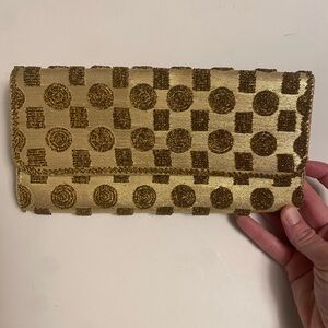 Vintage beaded Gold Clutch Bag